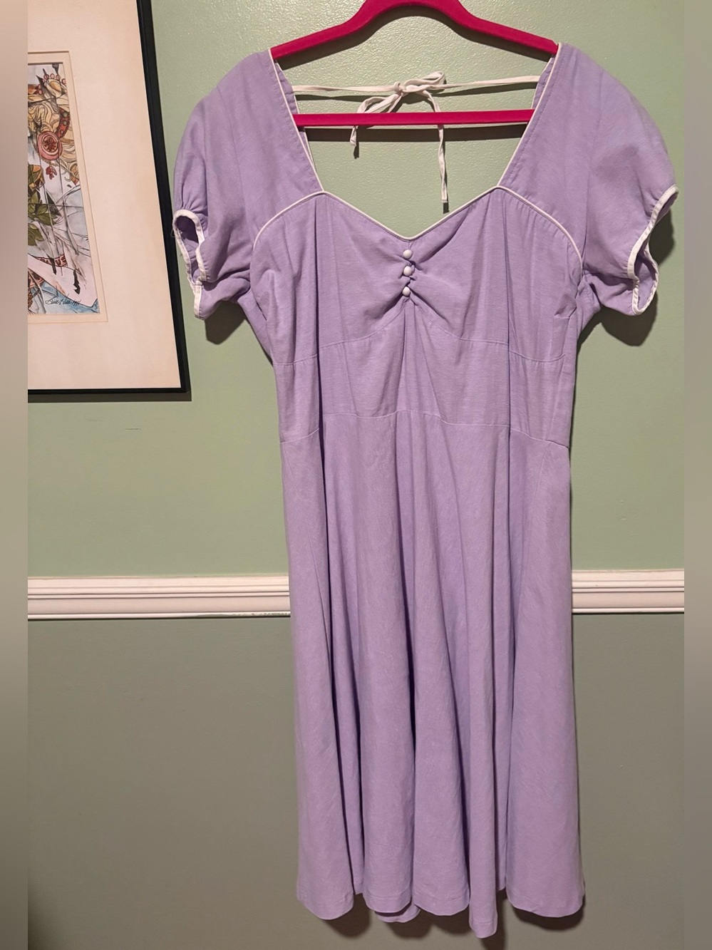 Lindy Bop Lavender Retro Dress with White Trim